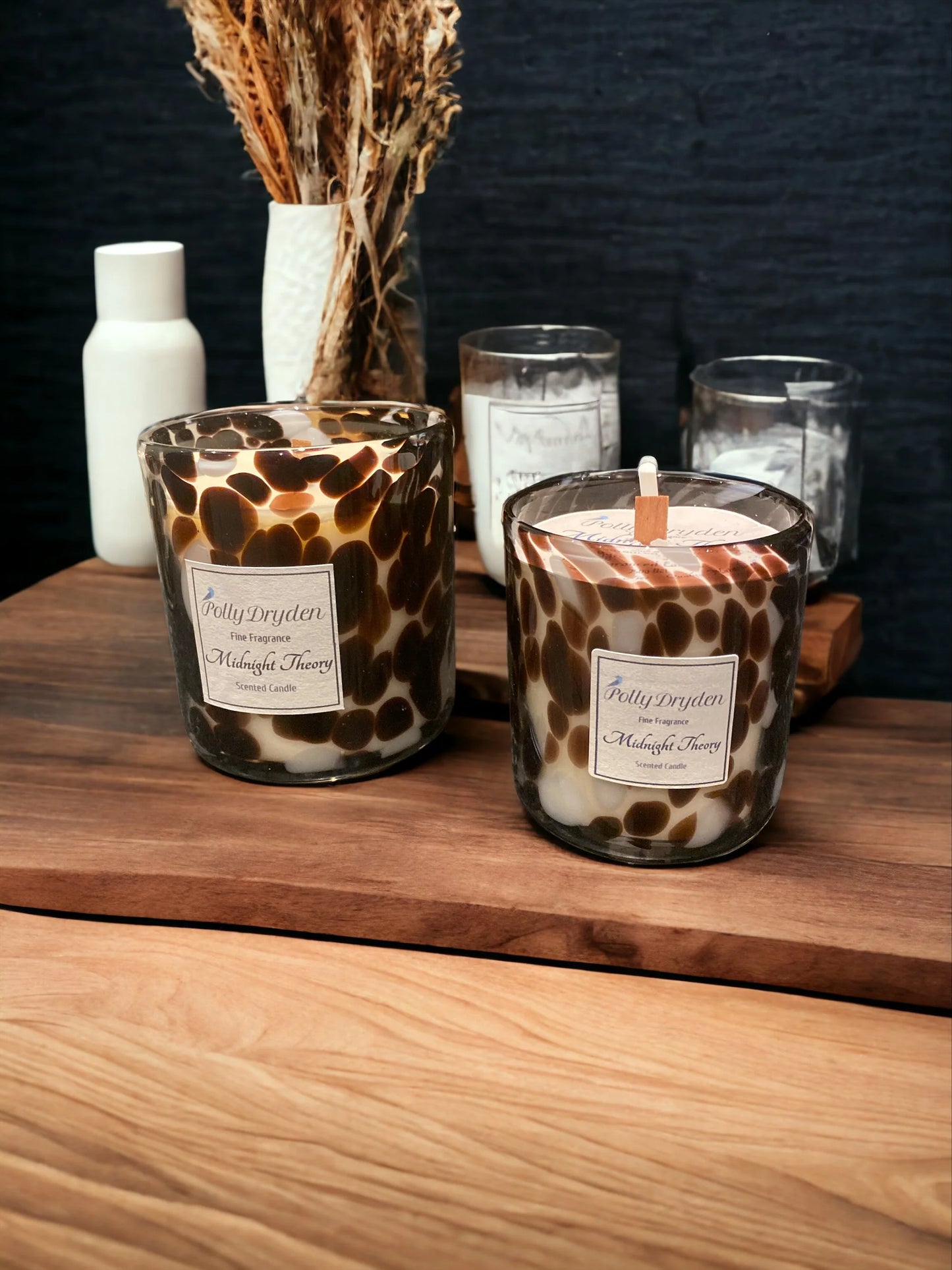 Large Black Dapple Candle