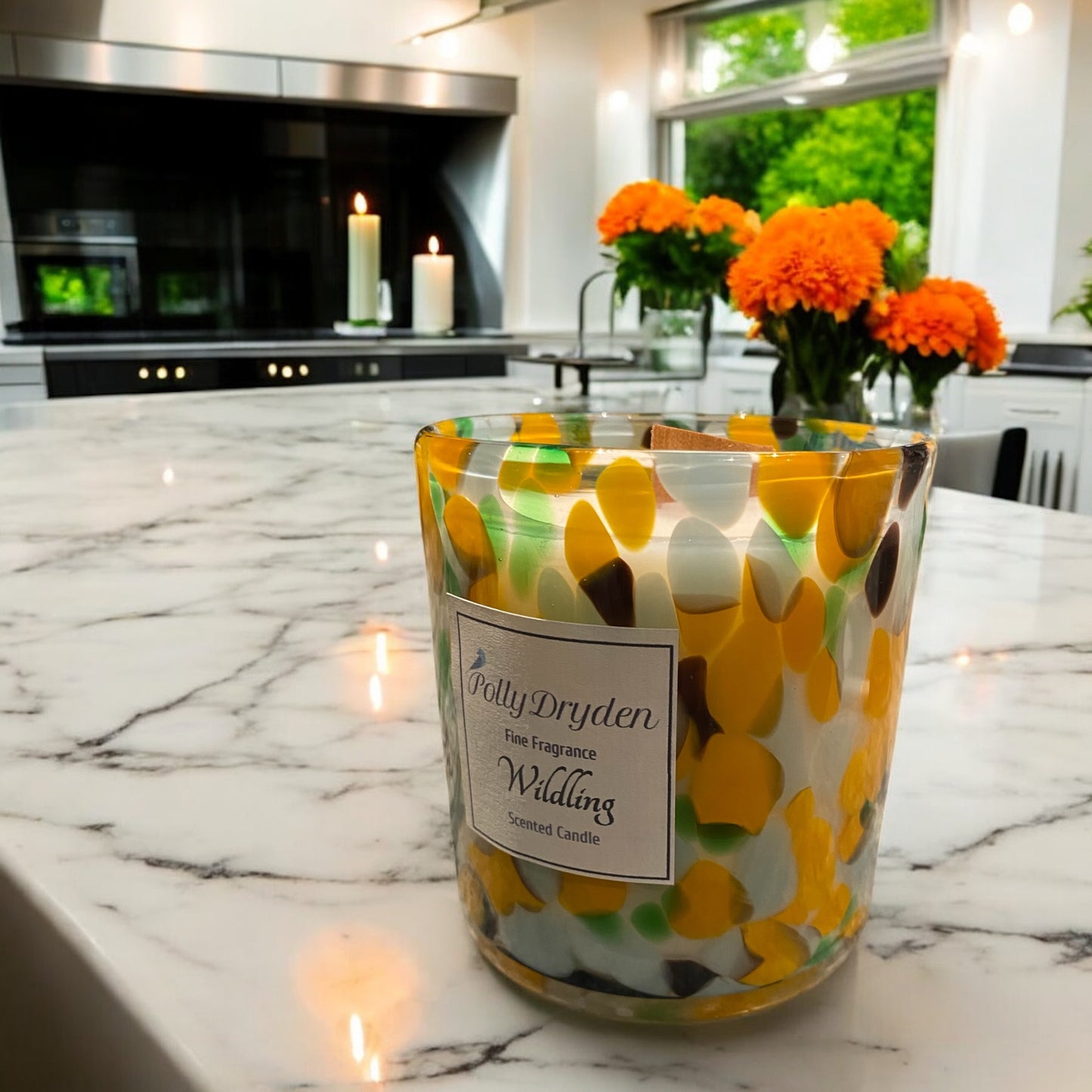 Orange & Blue Dapple Candle