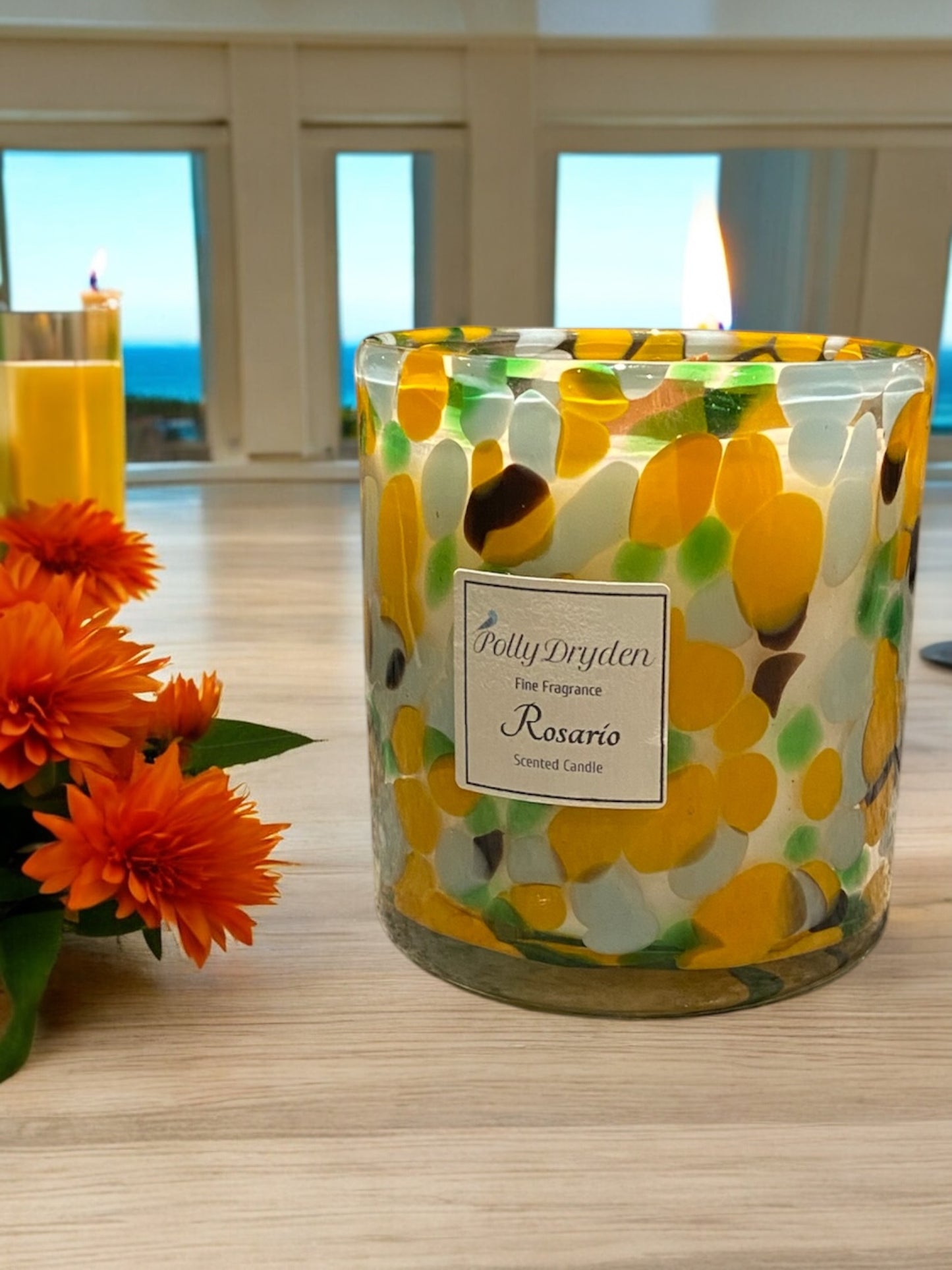 Orange & Blue Dapple Candle