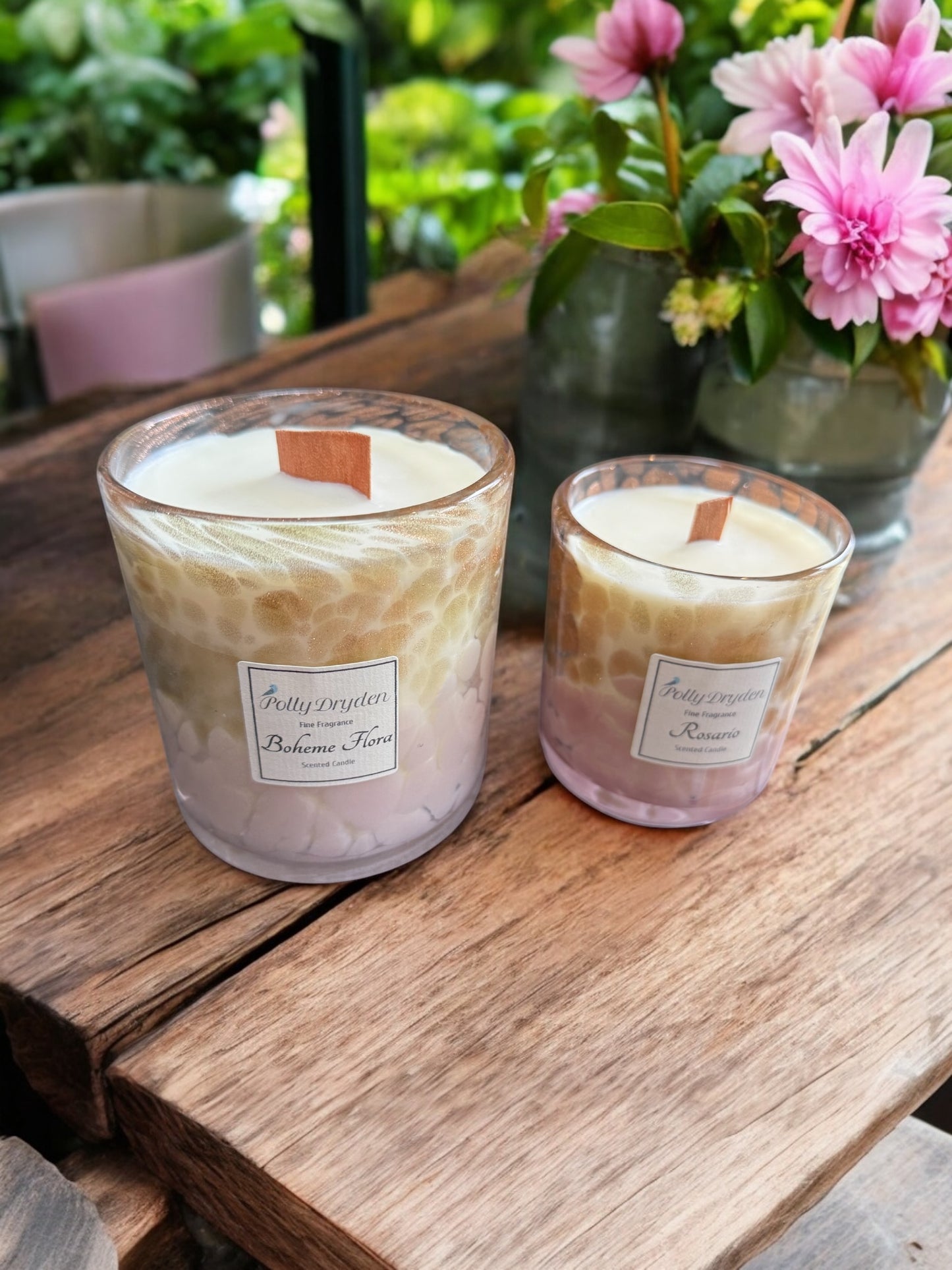 Pink & Gold Dapple Candle
