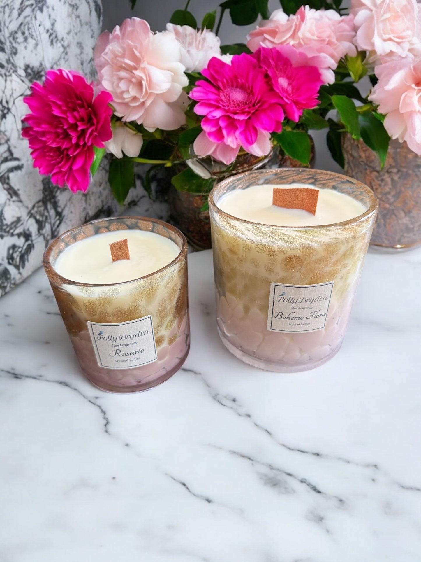 Pink & Gold Dapple Candle