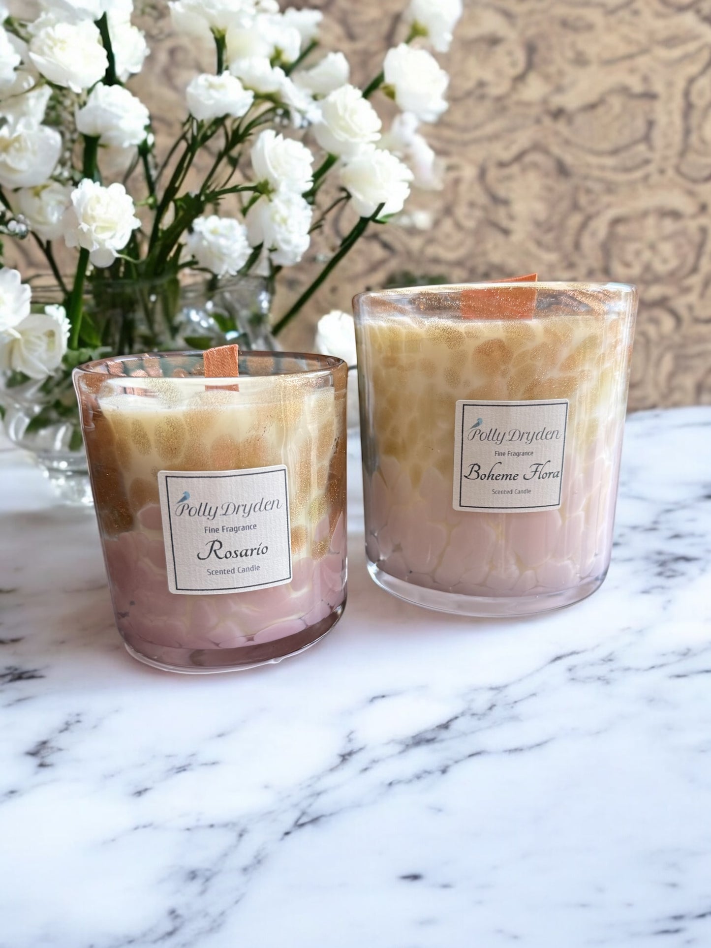 Pink & Gold Dapple Candle
