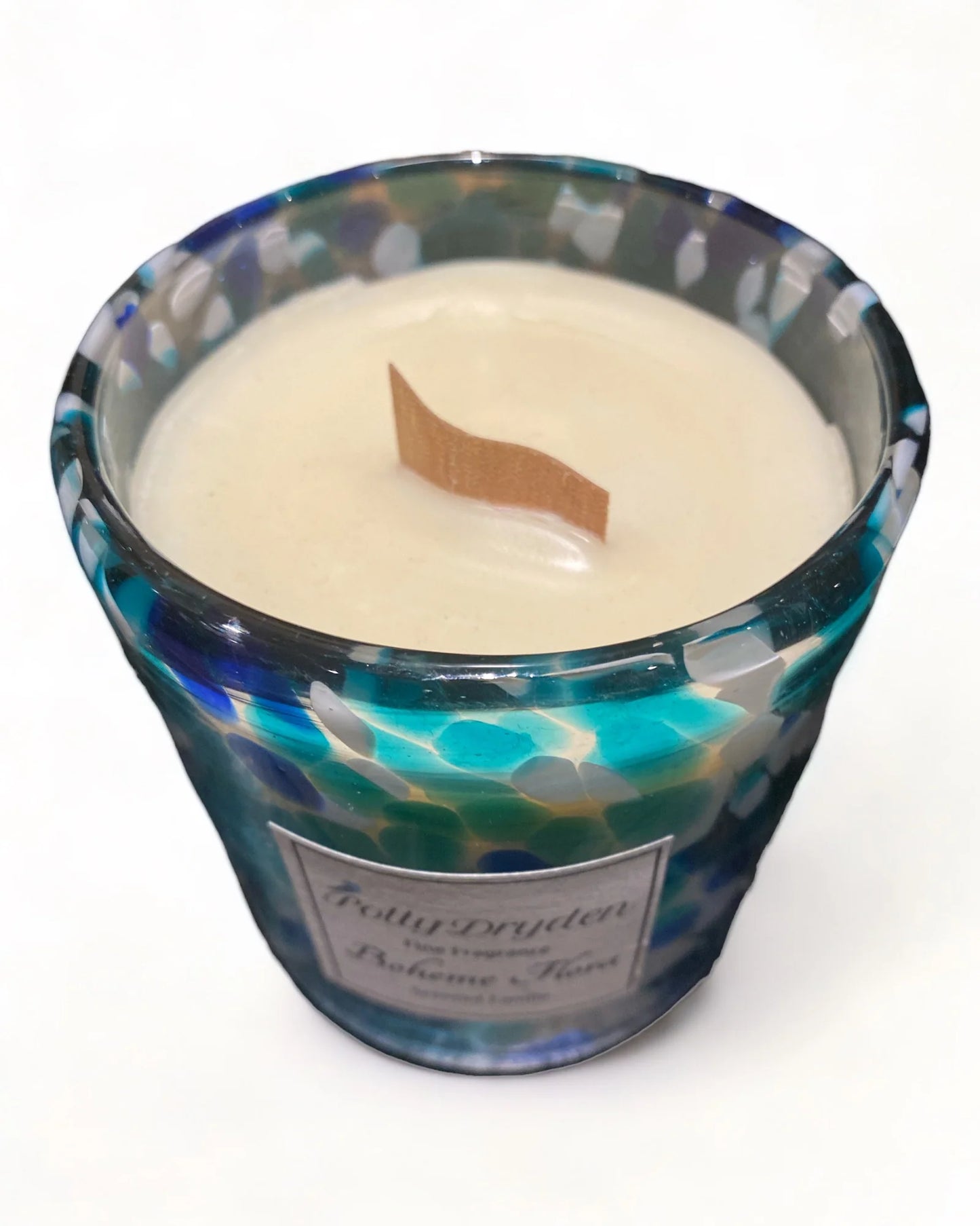 Large Blue Dapple Candle