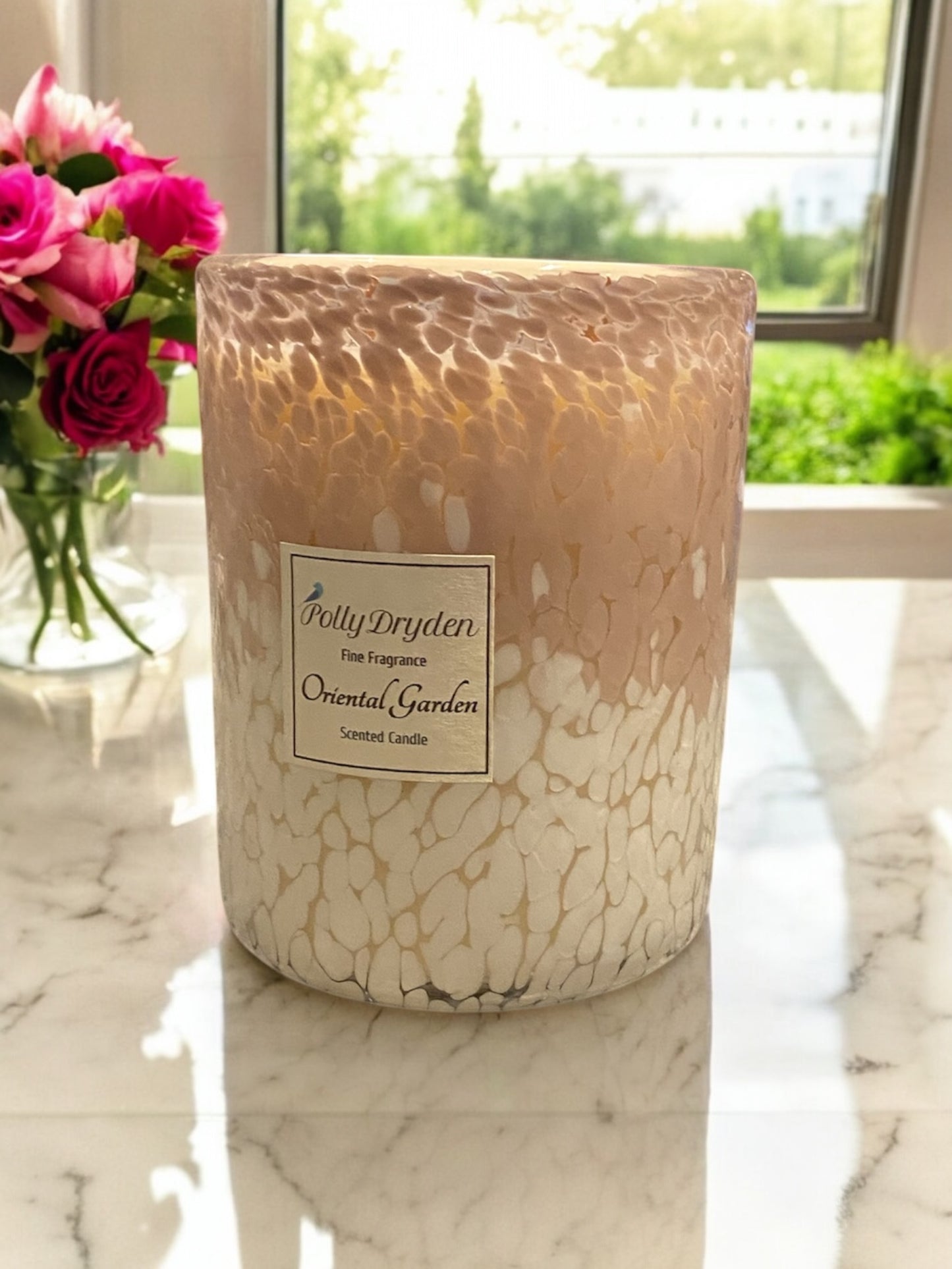 Extra Large Statement Pink & White Dapple Candle