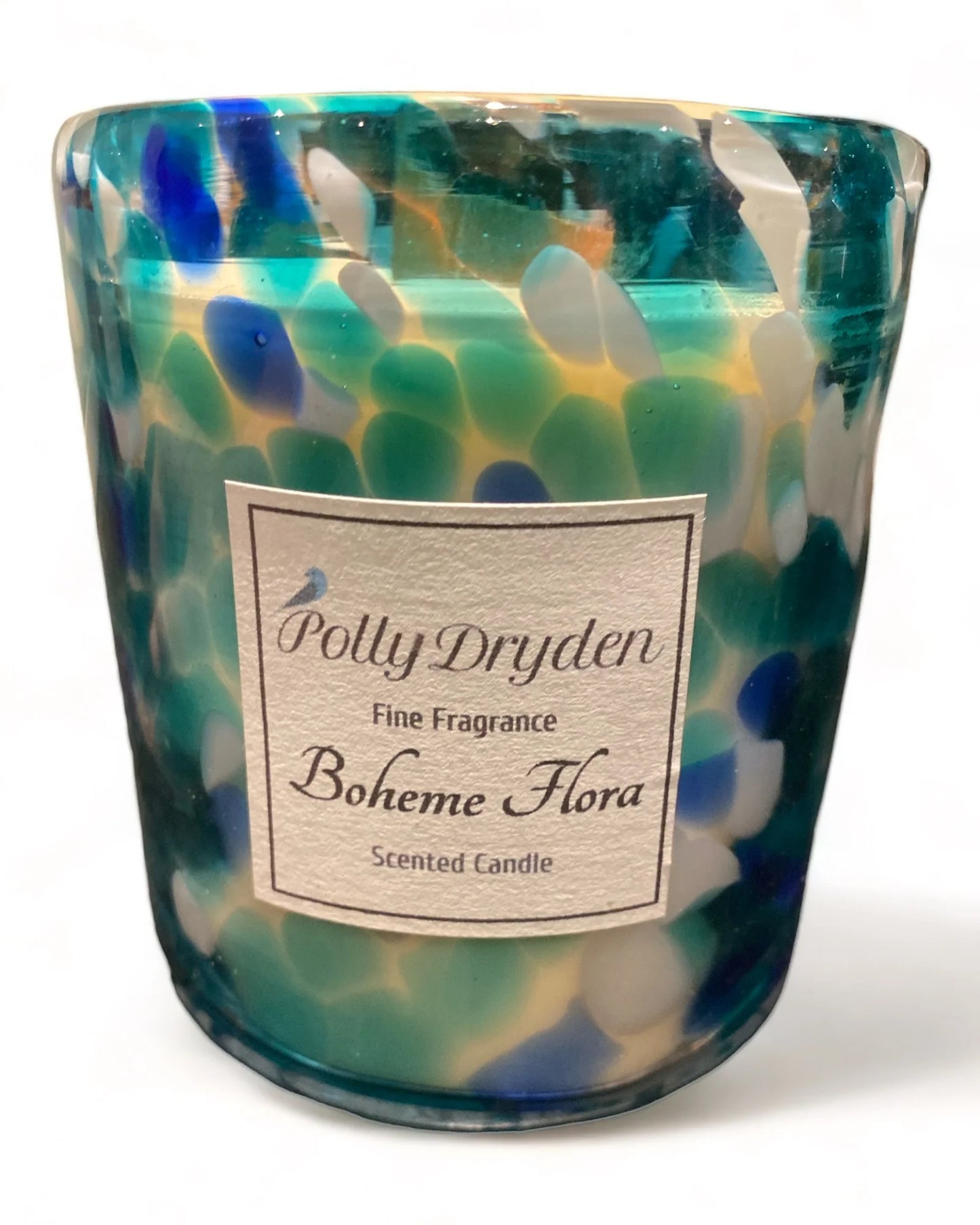 Large Blue Dapple Candle